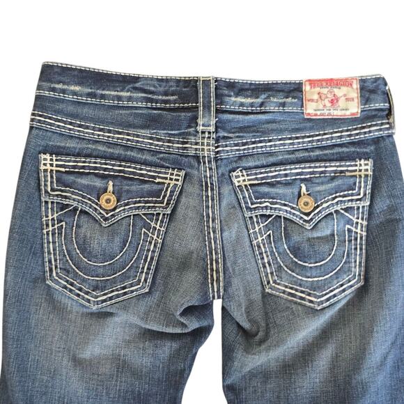 True Religion Rare Ultra Hot Made In USA Denim Jeans Size 28 Womens Flare - Picture 3 of 8